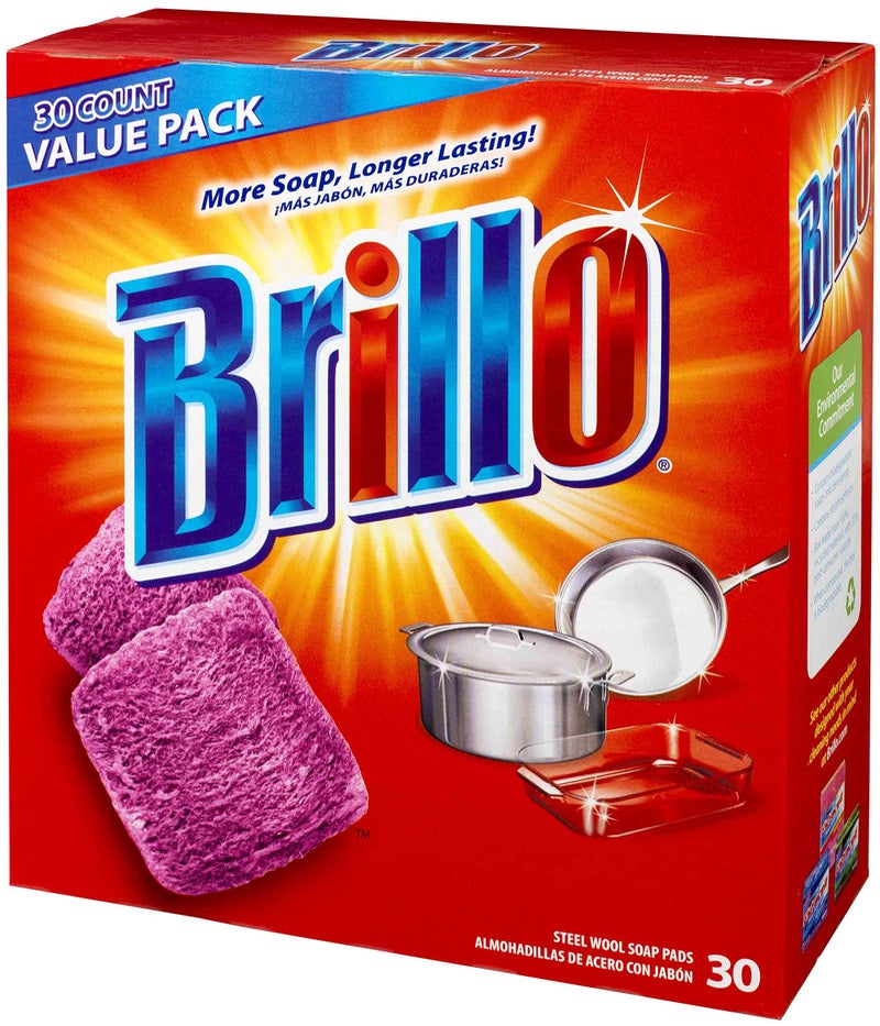 BrilloÂ® Steel Wool Soap Pads Original Scent (Red), 30-Count Jumbo Pack